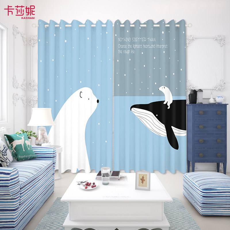 Custom Children Room Windows Dresses Shade Nordic Net Red Boy Girl Bedroom Penguin Bear Floating Window Short Door Curtain Partition