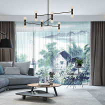 Featured Creative Decoration Cloth Curtain Window Curtain Chinese Style Ink Landscape Painting Living Room Study Tea Room Restaurant Hotel
