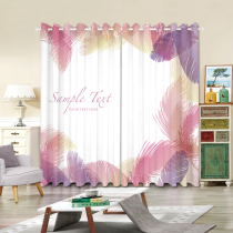 3D custom semi-full blackout curtain fabric fabric modern hipster personality Nordic cartoon style pink romantic feathers