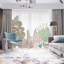 Cartoon Forest Small Animals Childrens Room Curtain Fabric hipster Bedroom Living Room Window Modern Simple Bunny
