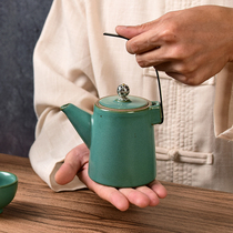 Ingenuity ceramic kung fu tea set fast guest Cup single pot retro rough pottery Japanese lifting beam pot home tea kettle cooking teapot