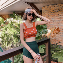 Summer Seaside Split Swimsuit Woman Two Sets Knitted Retro Conservative Conspiculean South Korea Ins Wind Cute Day Series Swimsuit