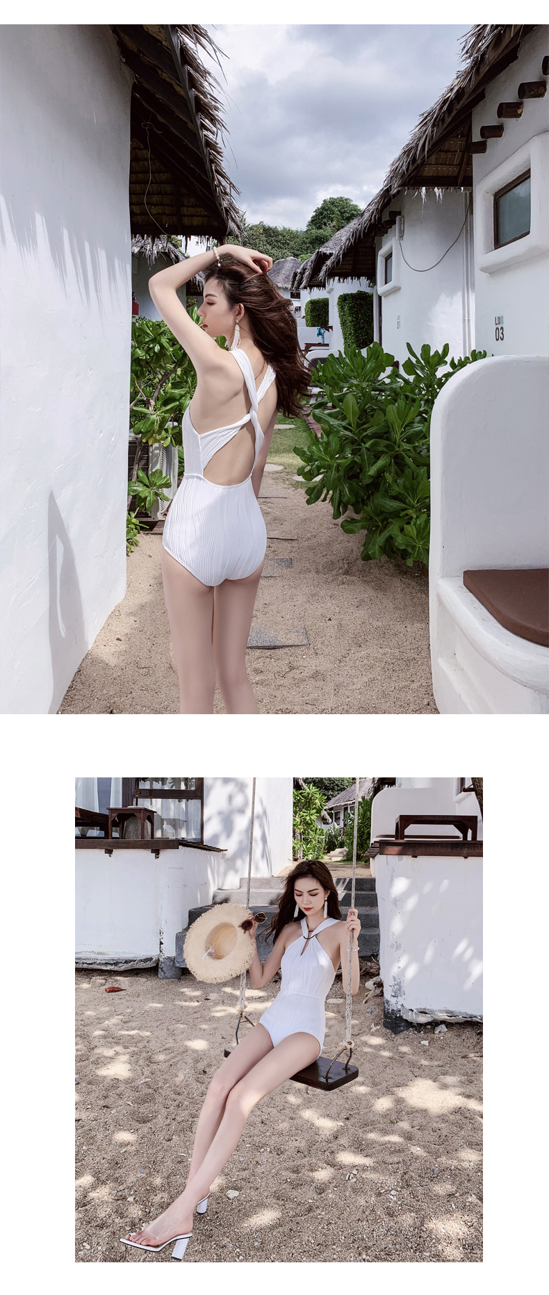 Áo tắm nữ Hàn Quốc năm 2014 mới bảo thủ áo tắm một mảnh màu đen gợi cảm che lưng áo tắm thon gọn - Bộ đồ bơi One Piece bikini liền thân màu đen