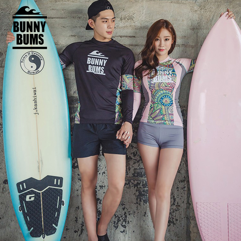 New Korean couple diving long sleeve swimsuit men's and women's sunscreen jellyfish jacket surf suit conservative three-piece swimsuit