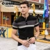 Hàng ngàn con hạc giấy nam áo thun sọc 2018 mới hè kinh doanh giản dị cổ áo retro tay áo ngắn tay áo 2812 ao polo nam Polo