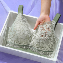 Latex underwear Womens thin section Large breasted with small polybreasted adjustable bra closeted breast proof Drooping Big Code Bra Summer