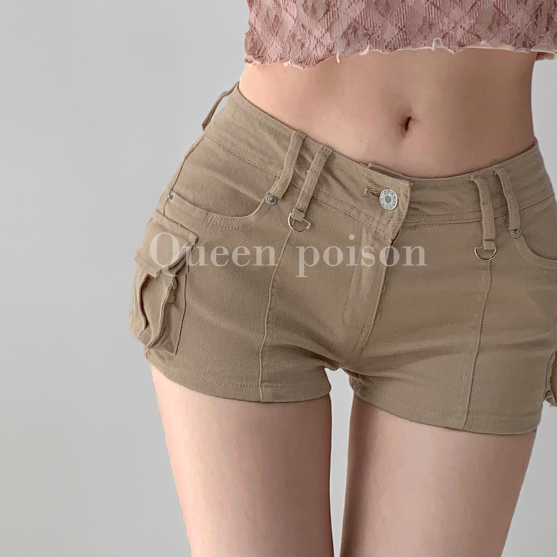 Yuppie Hottie~ Retro Low-Waisted Workwear Denim Shorts for Women, Summer Slim Fit, Casual and Versatile Wide-Leg Hot Pants