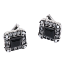 Sanfu Retro Gun Black Square Zircon Rings A Pair Of Light Lavish Temperament Small Crowdsourced Jewelry Earrings 828464