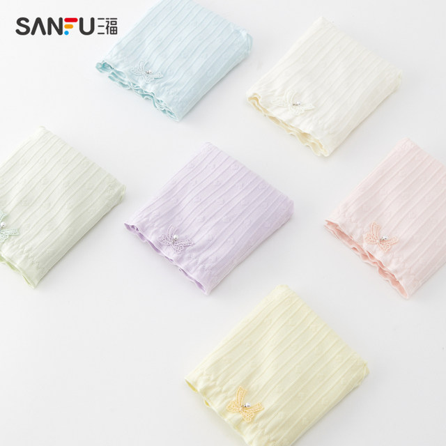 Sanfu summer ແມ່ຍິງ underwear ຕ່ໍາຂອງເດັກຍິງ 'ຊຸດຊັ້ນໃນ jacquard ງາມ bow pearl briefs ແມ່ຍິງ 479030