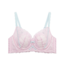 Sanfu Thin B Cup Memory Wire Bra for Big Breasts to Reveal Small Sexy Lace Contrast Color Underwear for Women 488019