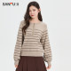 Sanfu sweater 2024 ໃຫມ່ພາກຮຽນ spring ແລະດູໃບໄມ້ລົ່ນ retro lazy striped round neck loose fashion knitted top ຂອງແມ່ຍິງ 475549