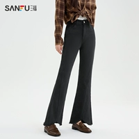 Черные флисовые штаны-клёш