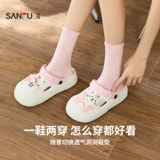 三福 Милые тапочки в стиле Crocs на платформе, мюли для выхода на улицу, женские тапочки, увеличивают рост, коллекция 2025 года