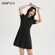 Sanfu Dress 2024 New Summer Petal Collar Skirt Polo Skirt Small A-Line Short Waist Skirt Women's Clothes