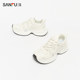 Sanfu Sports Shoes Women's 2024 Spring New Jogging Mesh Breathable White Shoes Thick Sole Versatile Dad Shoes 826970