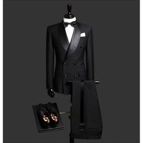 Custom Made Slim Fit Black 2 Piece Mens Blazer Double Breast