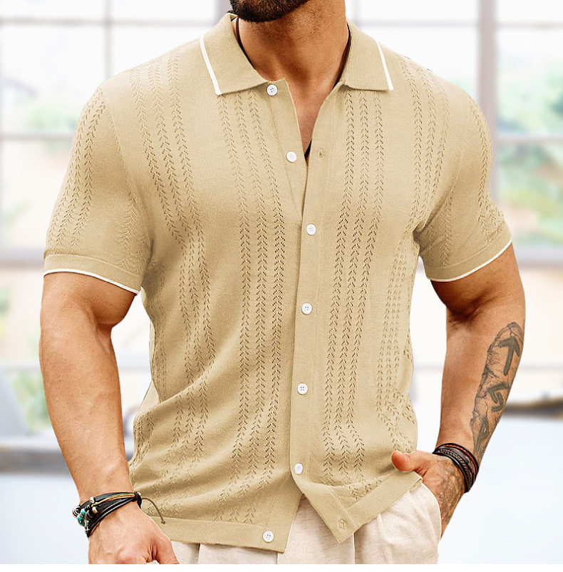 Летний трикотажный кардиган, тонкий свитер, трикотажная футболка polo 