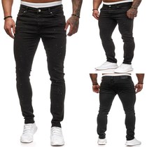 Mens jeAns 2021 mens fashion jeans personality white point slim small pants summer wild black