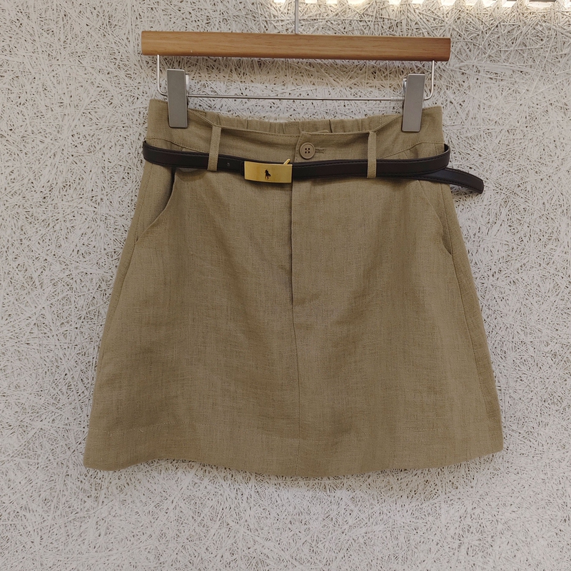 100% Linen Skirt for Women with Belt, Slimming Short Skirt with Safety Shorts to Prevent Exposure, 2026 Summer A-Line Skirt 6653