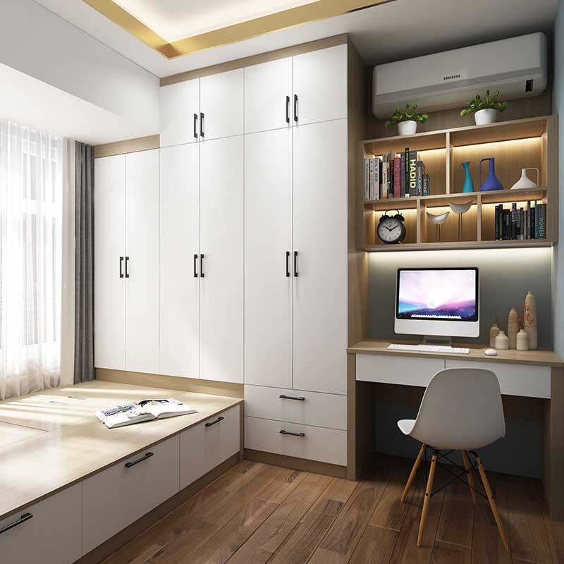 New American solid wood tatami integral custom-made tatami bed wardrobe One integrated containing containing bed full house customization