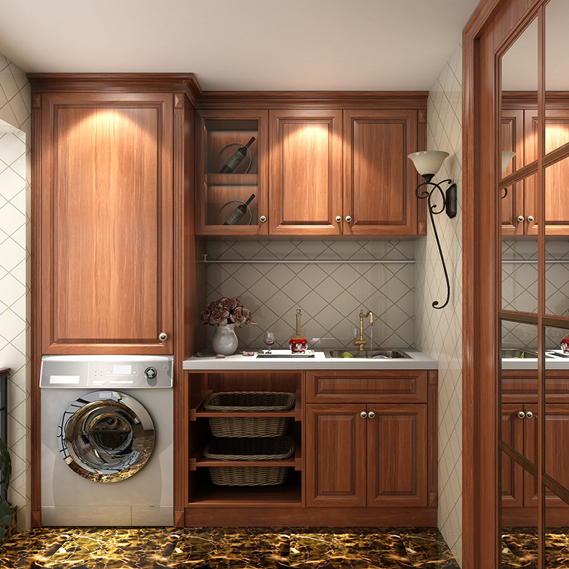 Nanjing Jiuzao woodwork new American balcony washing machine cabinet custom whole house custom washing machine cabinet one custom