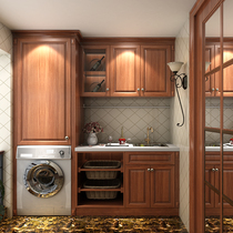 Nanjing long-made wooden New American balcony washing machine cabinet custom-made whole house custom-made washing machine cabinet