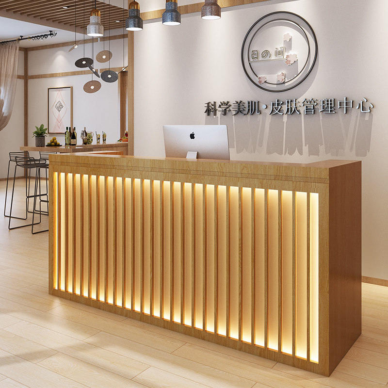 新中式收银台复古北欧风格饭店吧台柜商用桌服装店铺小型前台