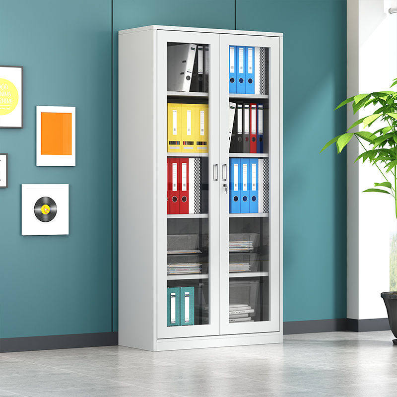 Office Tone Glass Document Cabinet Archives Iron Cabinet with Lock Locker Voucher Glass Information Cleaning Cabinet