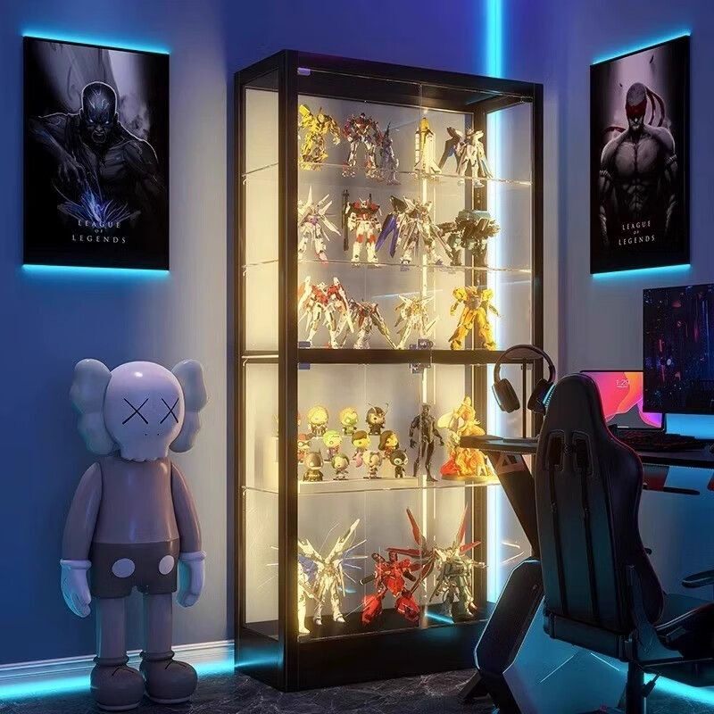 手办乐高展示柜亚克力玻璃柜展示架家用玩具模型展示台夹缝储物柜