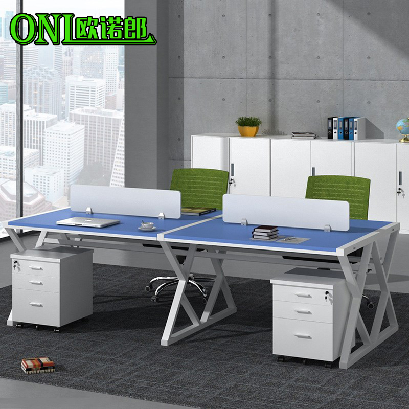 Shanghai staff desk four employees computer table and chairs combination 2 4 6 people position working position screen holder