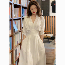 2022 Summer new advanced senses Design small crowdskirt French style white one-piece dress gentle Versailles dresses