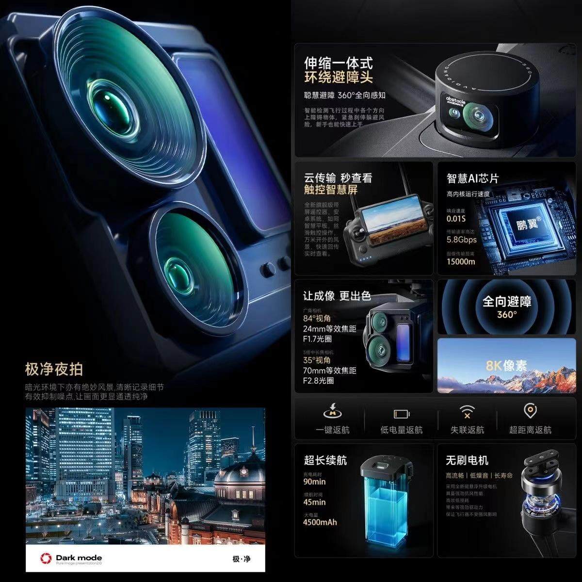 Pengyi P7 Drone with Touch Screen, High-Definition Aerial Photography, 8K Professional Three-Axis Digital Image Transmission, Anti-Shake Gimbal, Gps Positioning