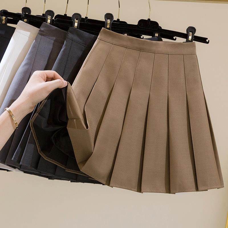 Pleated skirt, skirt, women's anti-glare 2022 spring and autumn new high-waisted thin a-line umbrella skirt college style short skirt