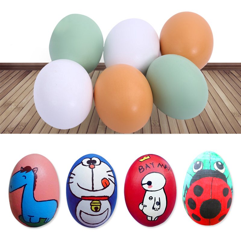 Kindergarten Solid Wood Emulation Eggs Woody Wooden Eggs Children DIY Painting Handpainted Self Painted Self Painted Eggs