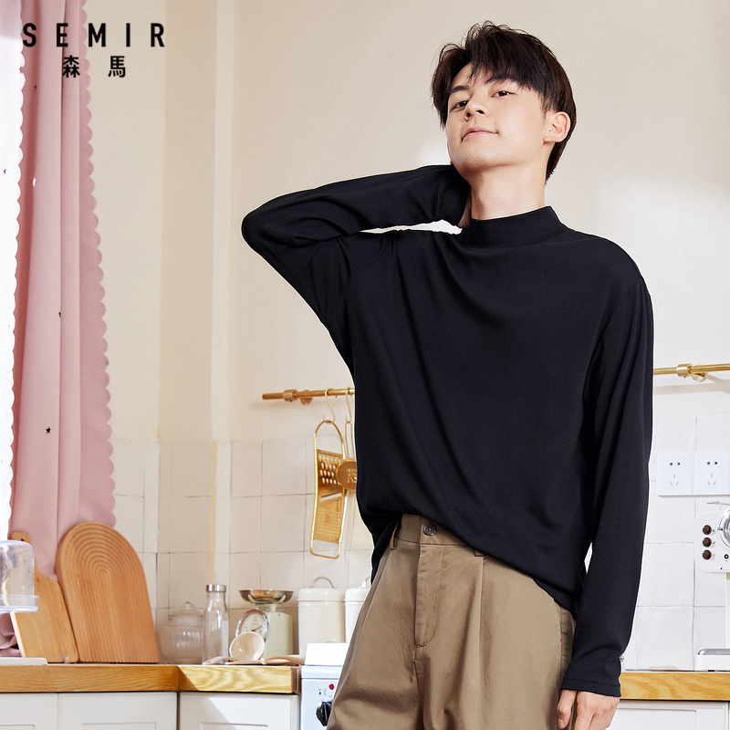 Semir long-sleeved T-shirt men's new spring and autumn leggings semi-high neck solid color tide sweatshirt warm jacket autumn clothes men wear inside