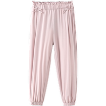 Semir childrens trousers 2024 new quick-drying bow solid color casual pants summer girls leg-tie home pants