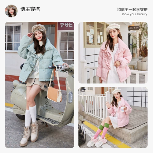 Semir, пуховик с бантиком, зимняя милая короткая утепленная куртка, 2023, свободный крой