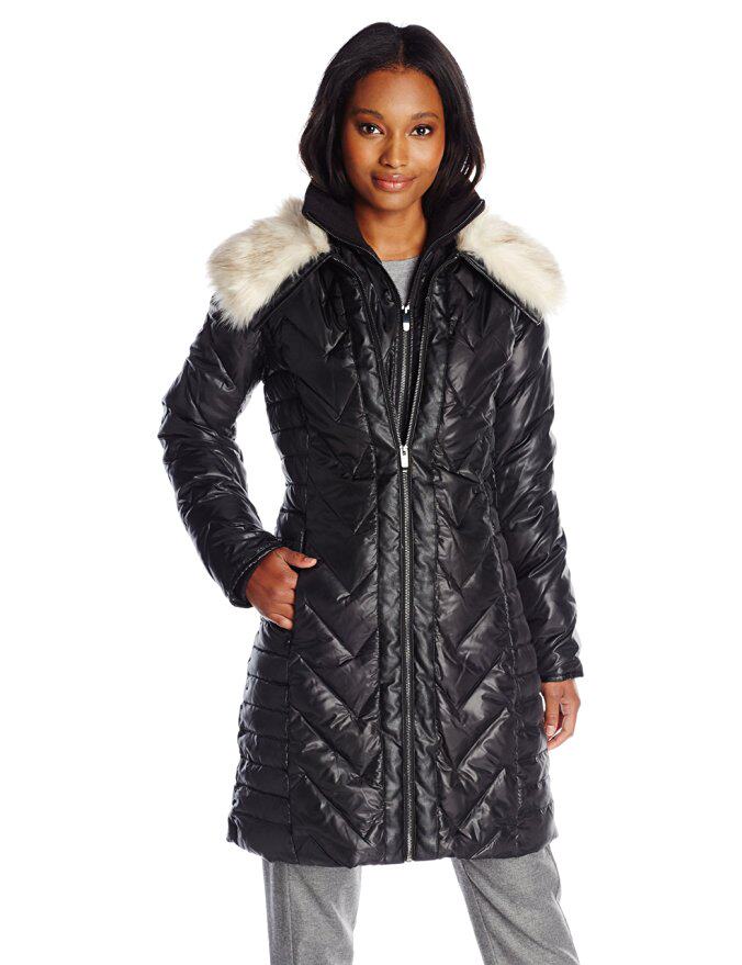 Lady of Via Spiga with a long version of waterproof down clothing fur collar 49108R-V5 US straight mail
