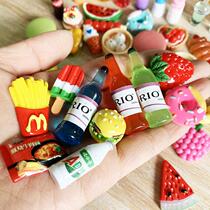 Fridge Toy Girl Childrens Home Emulation Mini Food Play 3 Year Girl Accessories DIY Burger Fries Ice Cream