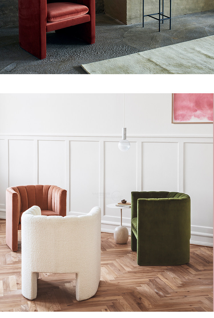 Мягкое кресло 丹麦＆tradition客厅书房卧室沙发进口单人丝绒休闲椅现代简约 Other