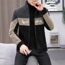 Mens casual short windbreaker autumn and winter handsome woolen woolen coat coat Korean trend English color jacket jacket