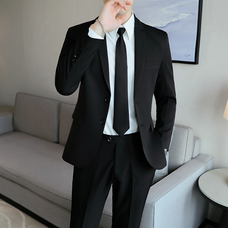 Casual Suit Set for Men, Korean Style Business Formal Three-Piece Suit, Slim Fit, Wedding Groomsmen, Groom, Non-Iron Suit Jacket Casual Suit Set for Men, Korean Style Business Formal Three-Piece Suit, Slim Fit, Wedding Groomsmen, Groom, Non-Iron Suit Jacket