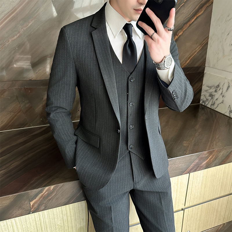Suit Set for Men, Three-Piece Korean Style Business Formal Wear, Casual Suit, Groom's Wedding Dress, Jacket for Men