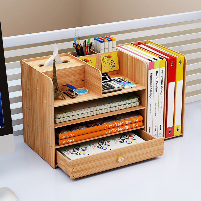 Desk Simple Book Frame Multi-layer Folder Collection Box Drawer File Box Office Supplies for Student Book Frame