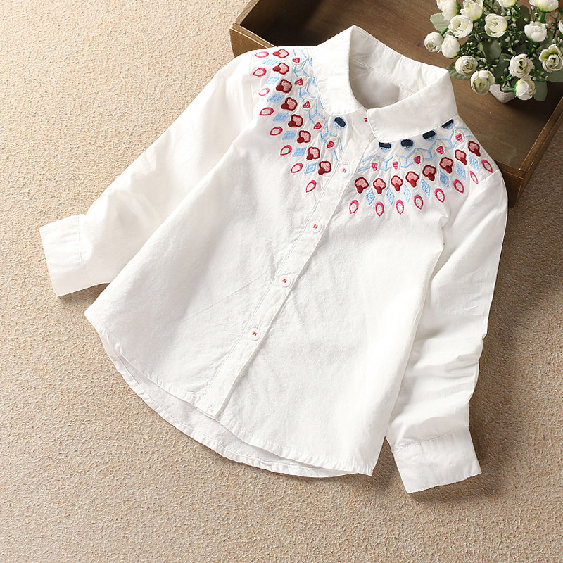Girl shirt Han version Trendy Spring Autumn Children Long Sleeve Pure Cotton Blouses Little Girl White Shirt Spring Dress Damp