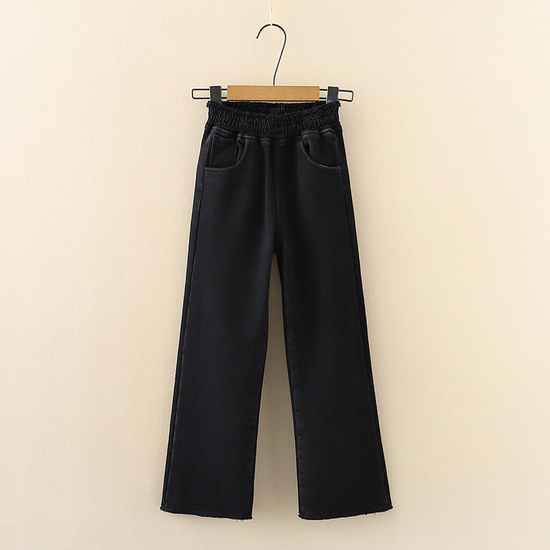Girl Wide Leg Pants Spring Autumn 2022 New Children Suit Straight Drum Pants Black Casual CUHK Boy Jeans Spring Dress