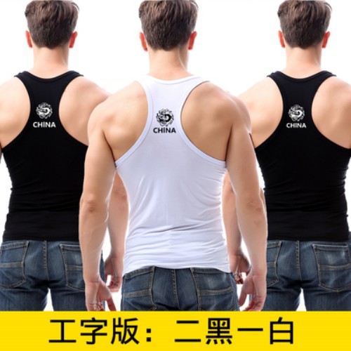 100cotton vest trẻ giải trí thủy triều mùa hè của nam giới cross-bar thể thao đáy hút áo nhân vật bông vest