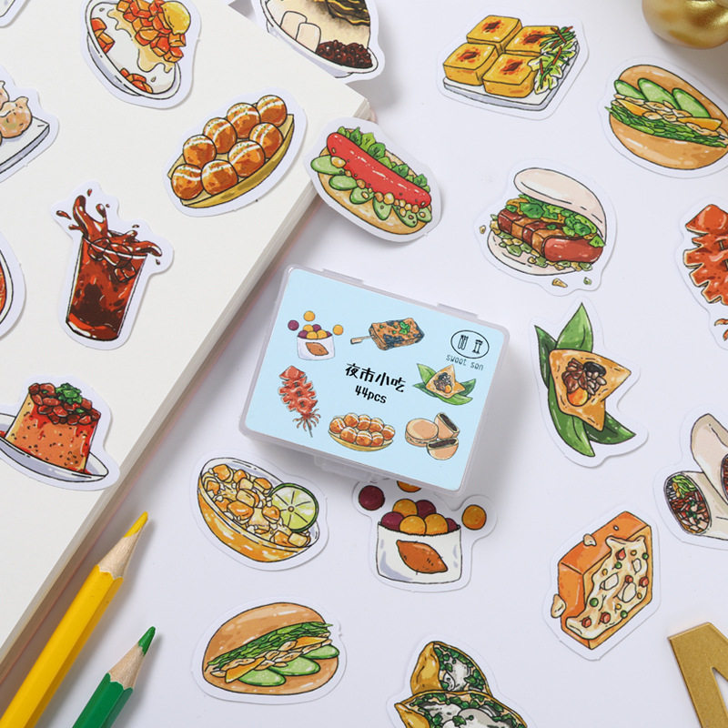 44 hands account stickers Night Market Snack Adhesive Sticker hand ledger diary Diy decoration closure with 44 pieces