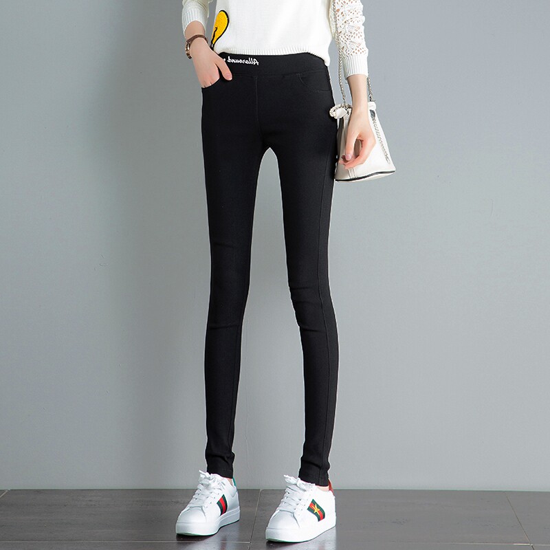 Japanese leggings high waist tights tights high elastic slim slim feet pants nine points magic pants women's outerwear