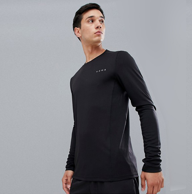 Uk Asos Trendy Letter Reflective 3D Cut Quick-Dry Long-Sleeve T-Shirt Running Casual Base Layer Top